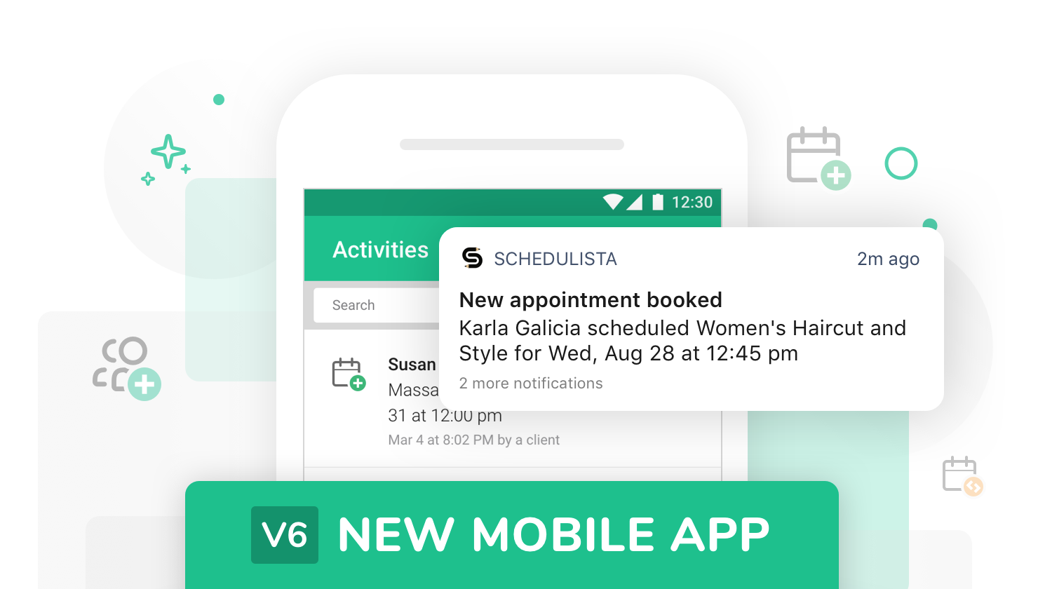 New Schedulista mobile app v6: Push notifications for provider alerts, activities log